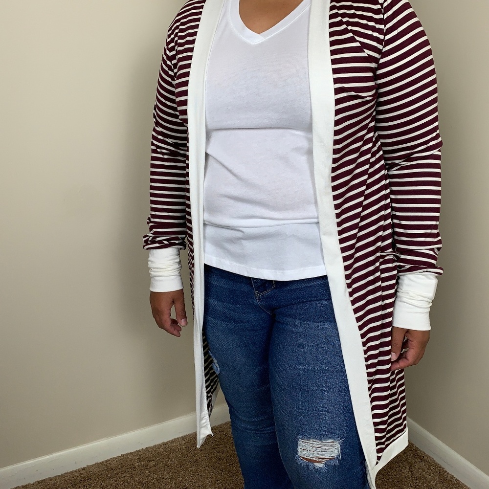 Stripe Midi Open Cardigan NWOT